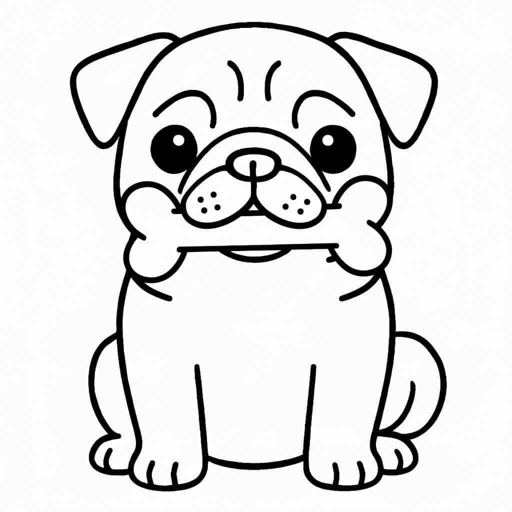 Fise de colorat cu Desenează Mops