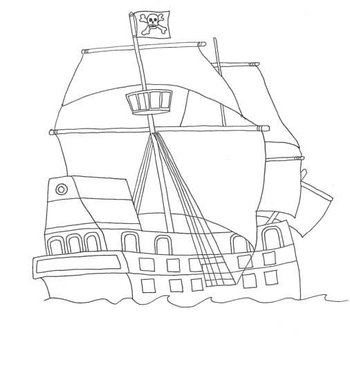 Fise de colorat cu Desenează Nave Pirat bazic