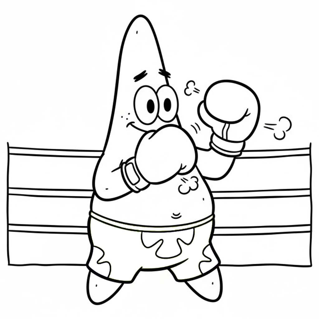 Fise de colorat cu Desenează Patrick Star bazic la copii