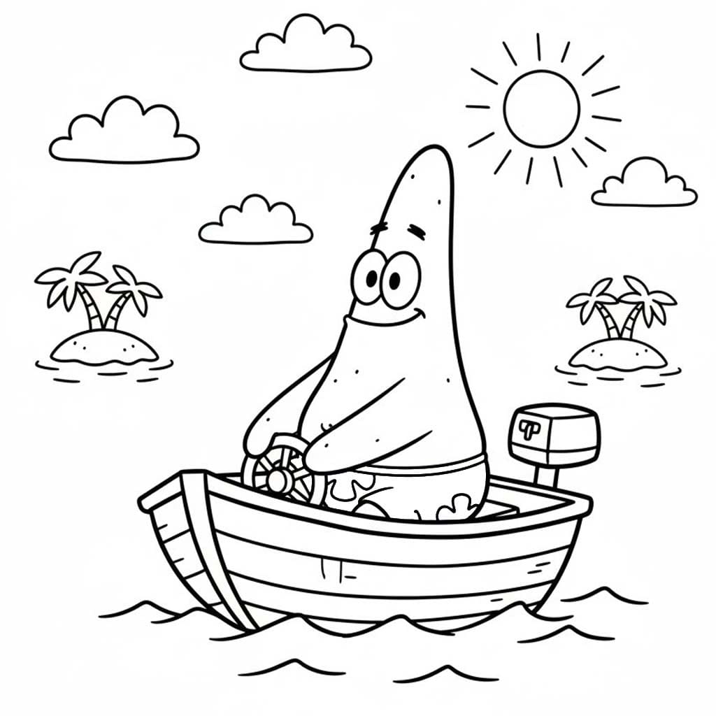 Fise de colorat cu Desenează Patrick Star imprimabil gratuit