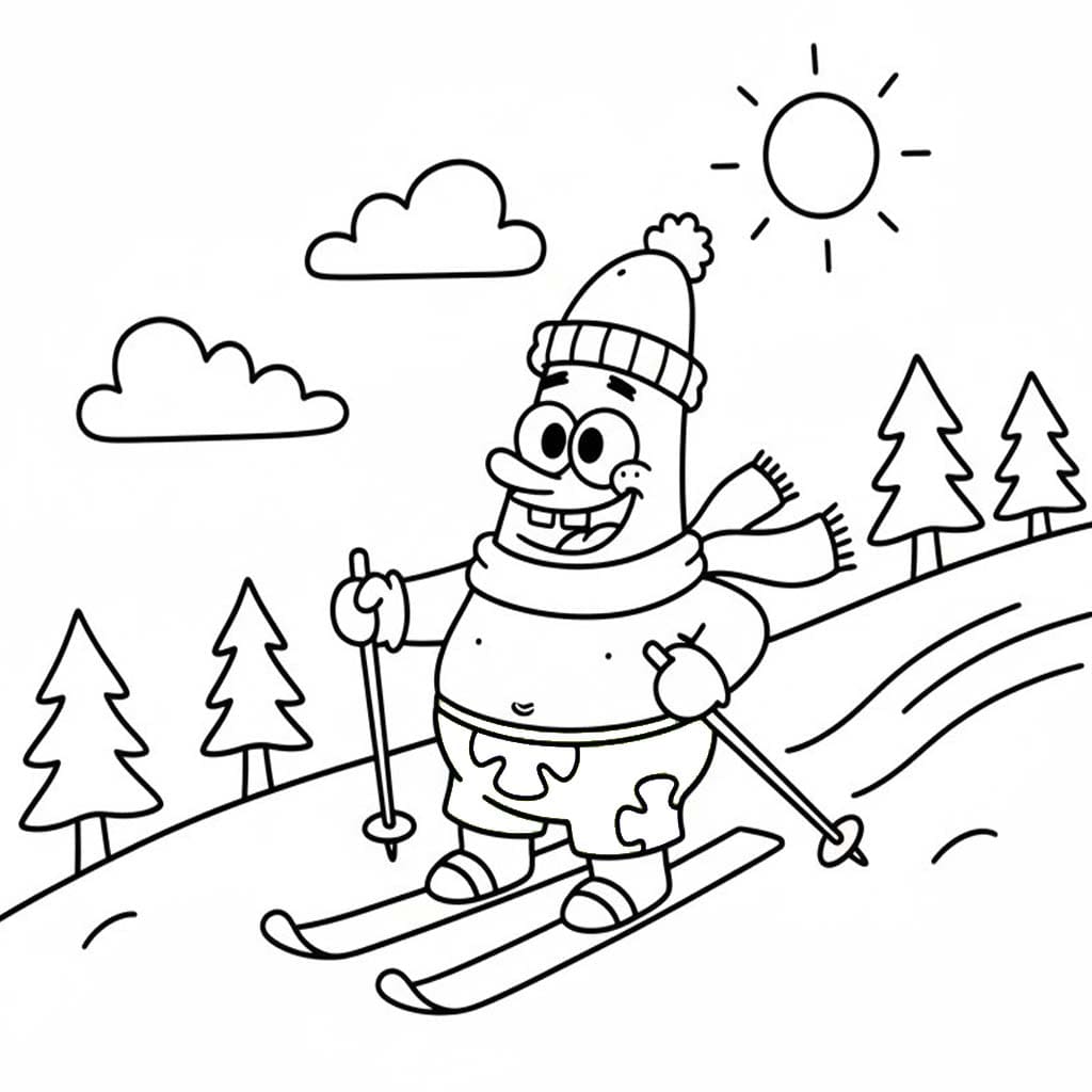 Fise de colorat cu Desenează Patrick Star uşor