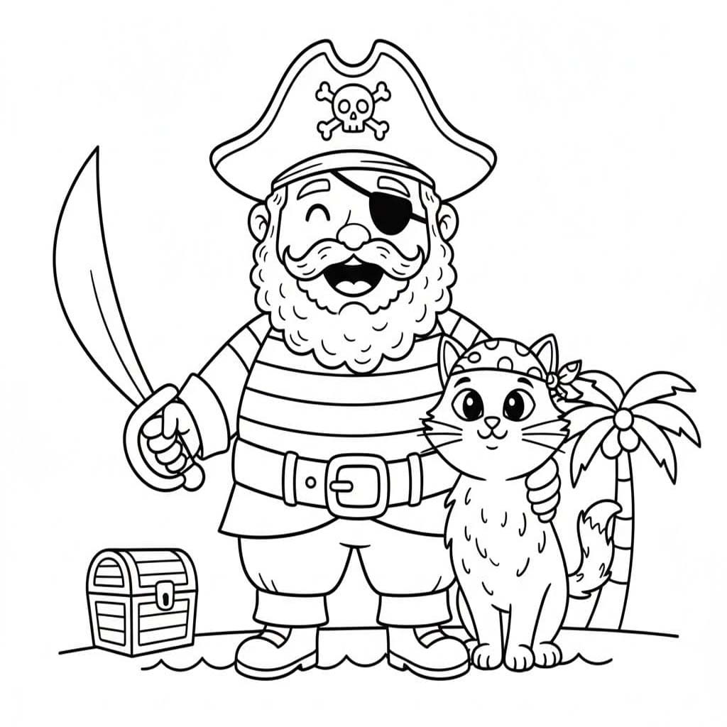 Fise de colorat cu Desenează Piraţi bazic la copii
