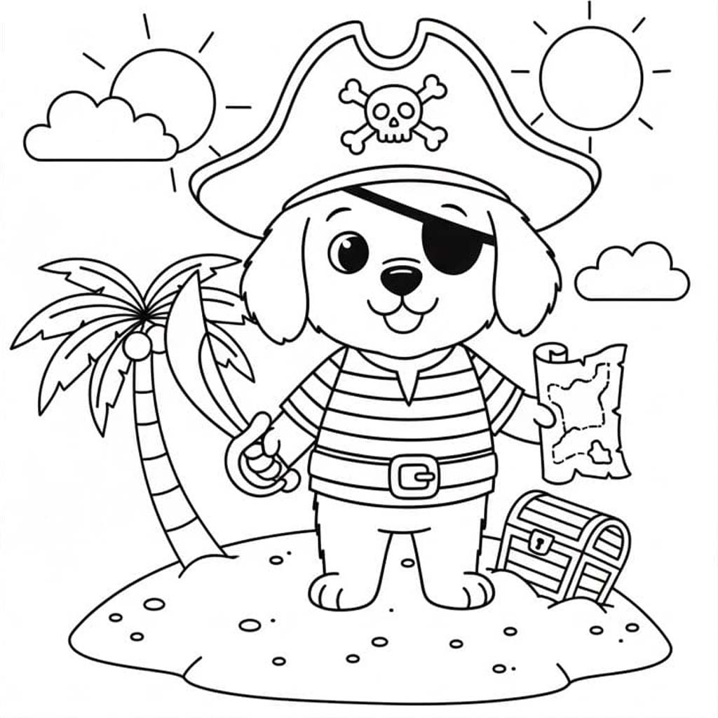 Fise de colorat cu Desenează Piraţi gratuit bazic