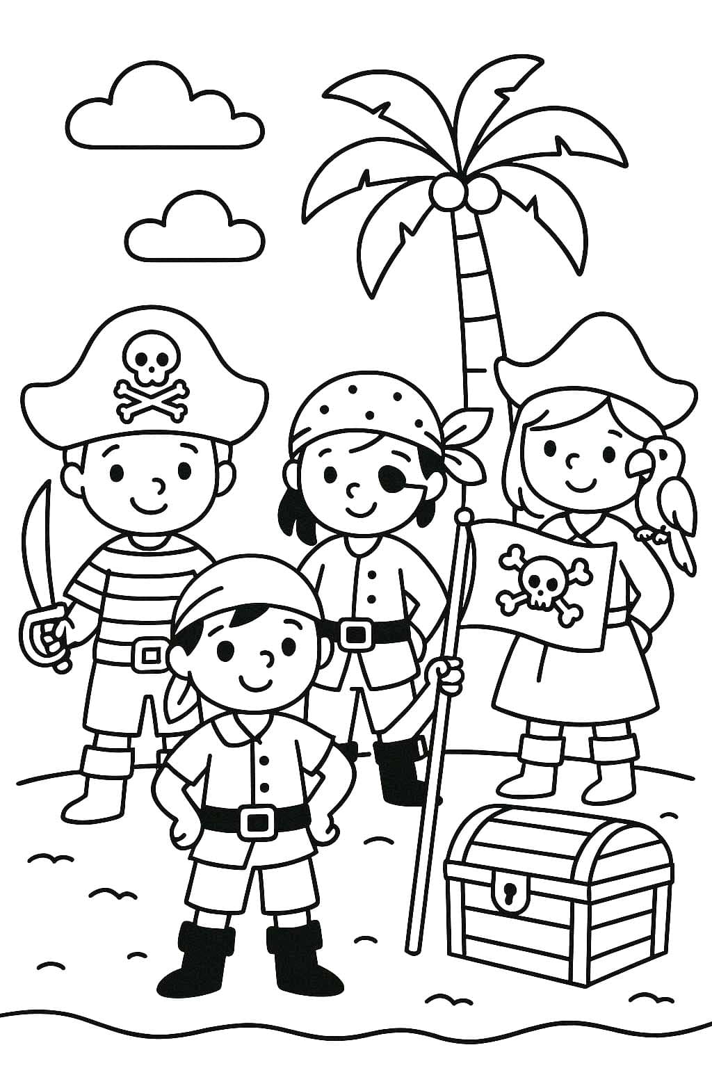 Fise de colorat cu Desenează Piraţi gratuit pentru copii