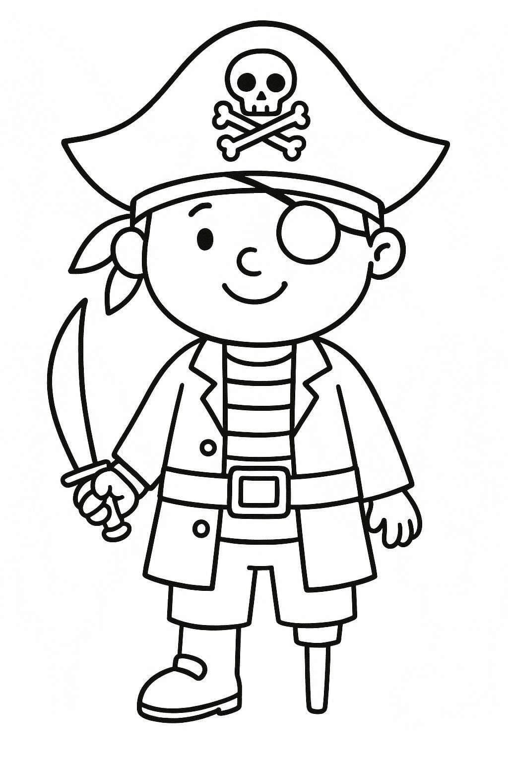 Fise de colorat cu Desenează Piraţi gratuit simplu