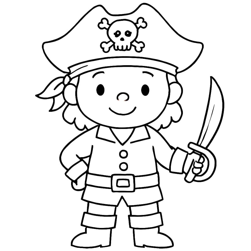 Fise de colorat cu Desenează Piraţi gratuit uşor