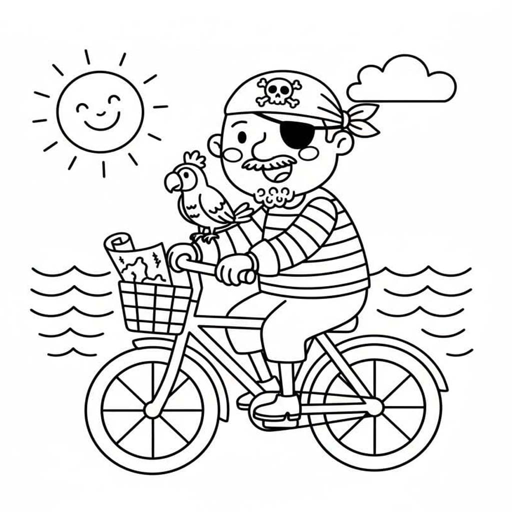 Fise de colorat cu Desenează Piraţi imprimabil gratuit simplu