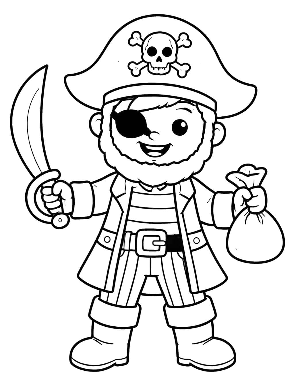 Fise de colorat cu Desenează Piraţi imprimabil gratuit