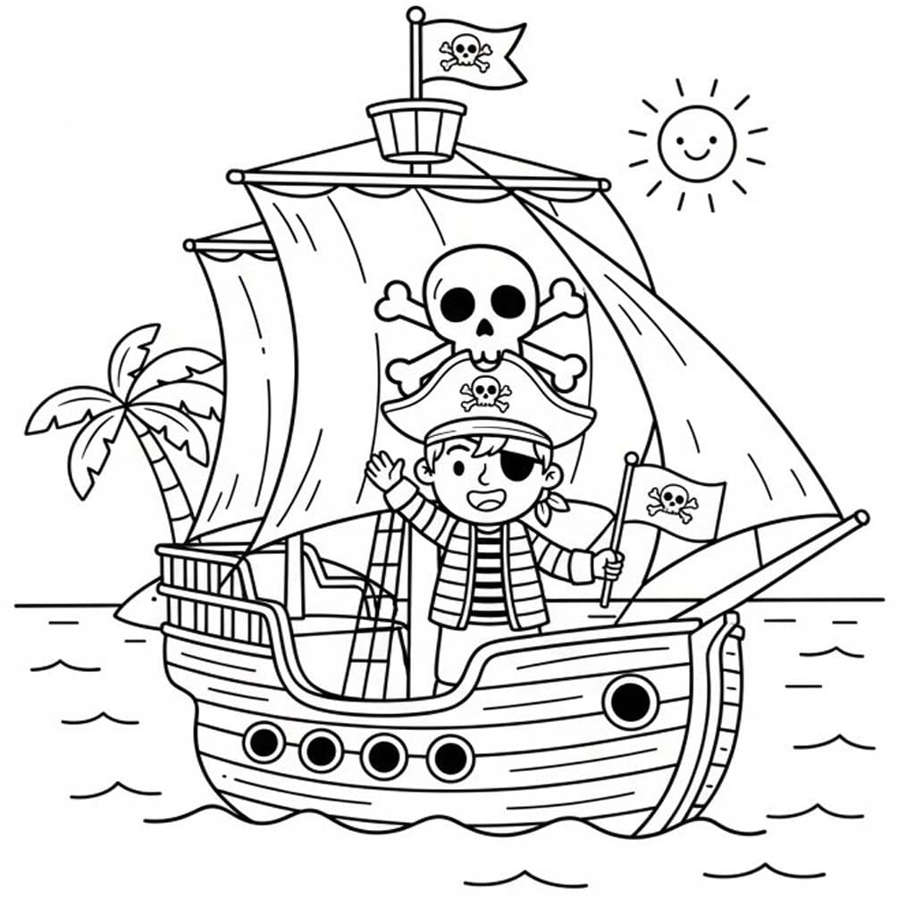 Fise de colorat cu Desenează Piraţi la copii