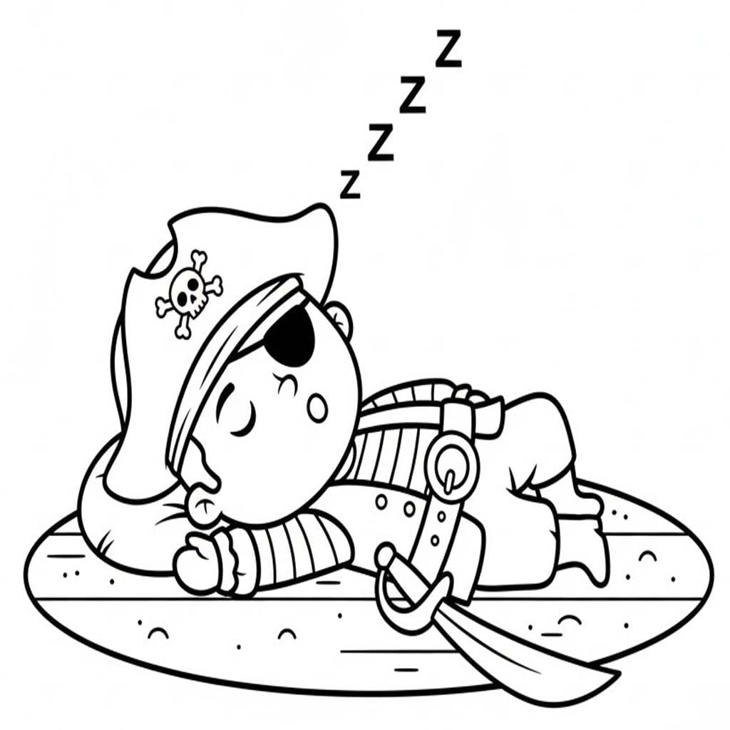 Fise de colorat cu Desenează Piraţi uşor la copii