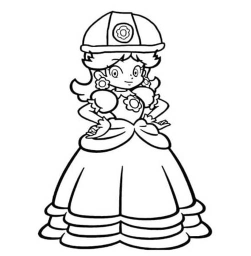 Fise de colorat cu Desenează Princesse Daisy bazic la copii