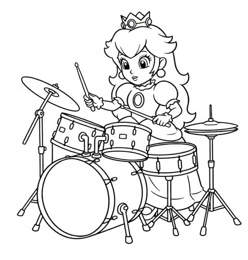 Fise de colorat cu Desenează Princesse Daisy imprimabil pentru copii