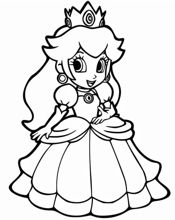 Fise de colorat cu Desenează Princesse Daisy imprimabil uşor