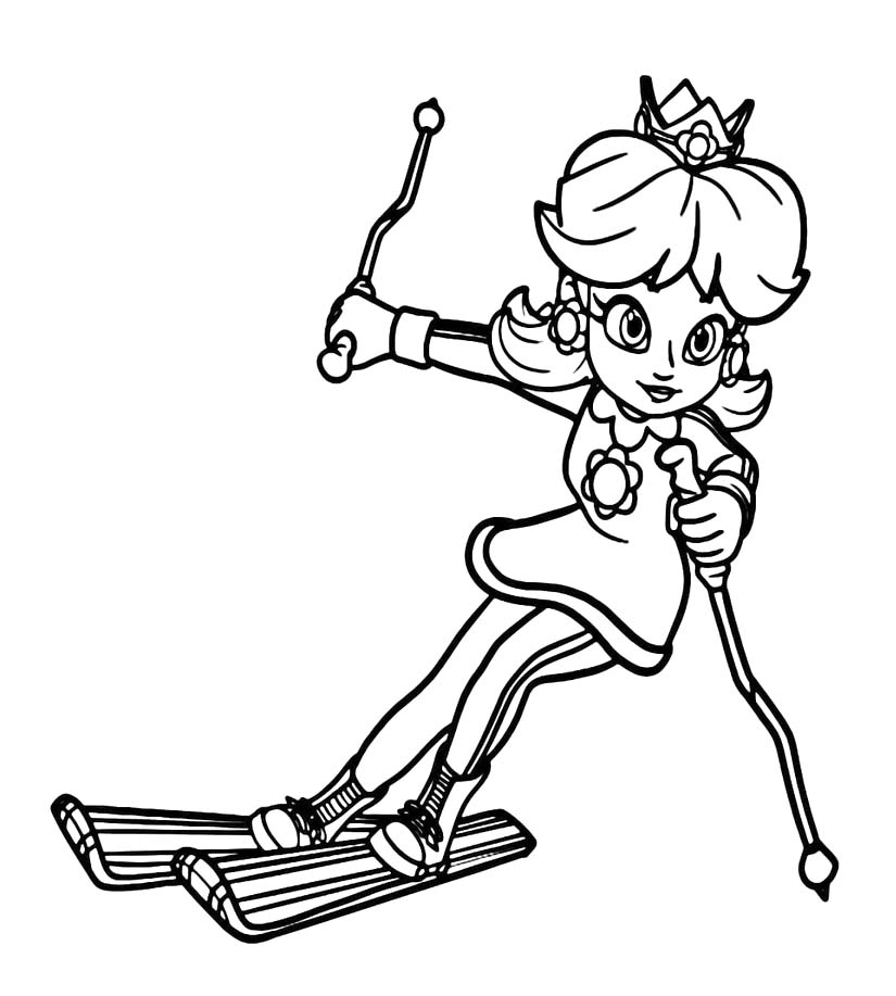 Fise de colorat cu Desenează Princesse Daisy simplu la copii