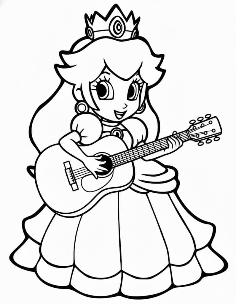 Fise de colorat cu Desenează Princesse Daisy simplu