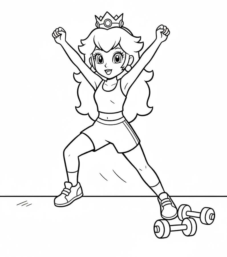 Fise de colorat cu Desenează Princesse Daisy uşor