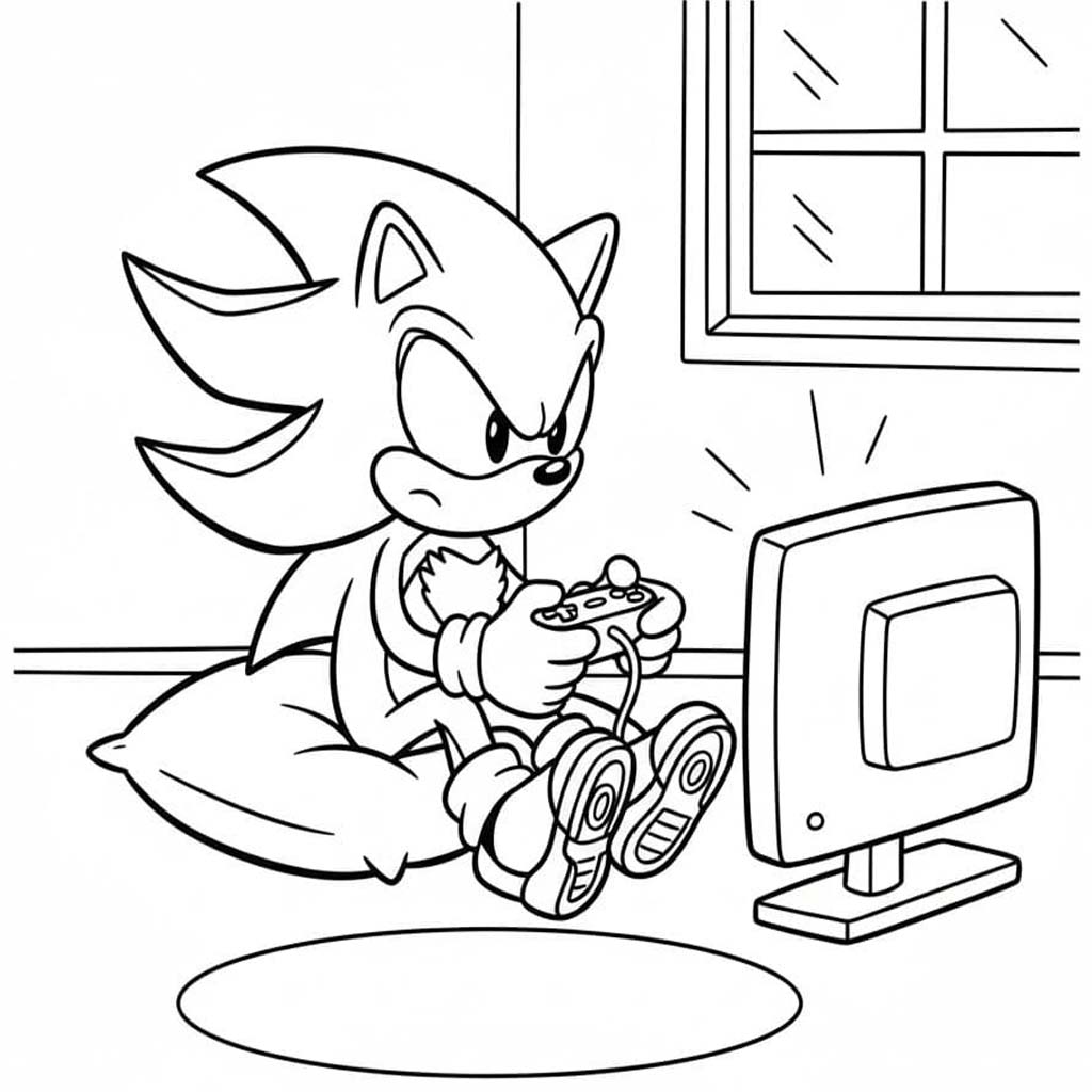 Fise de colorat cu Desenează Shadow Sonic la copii