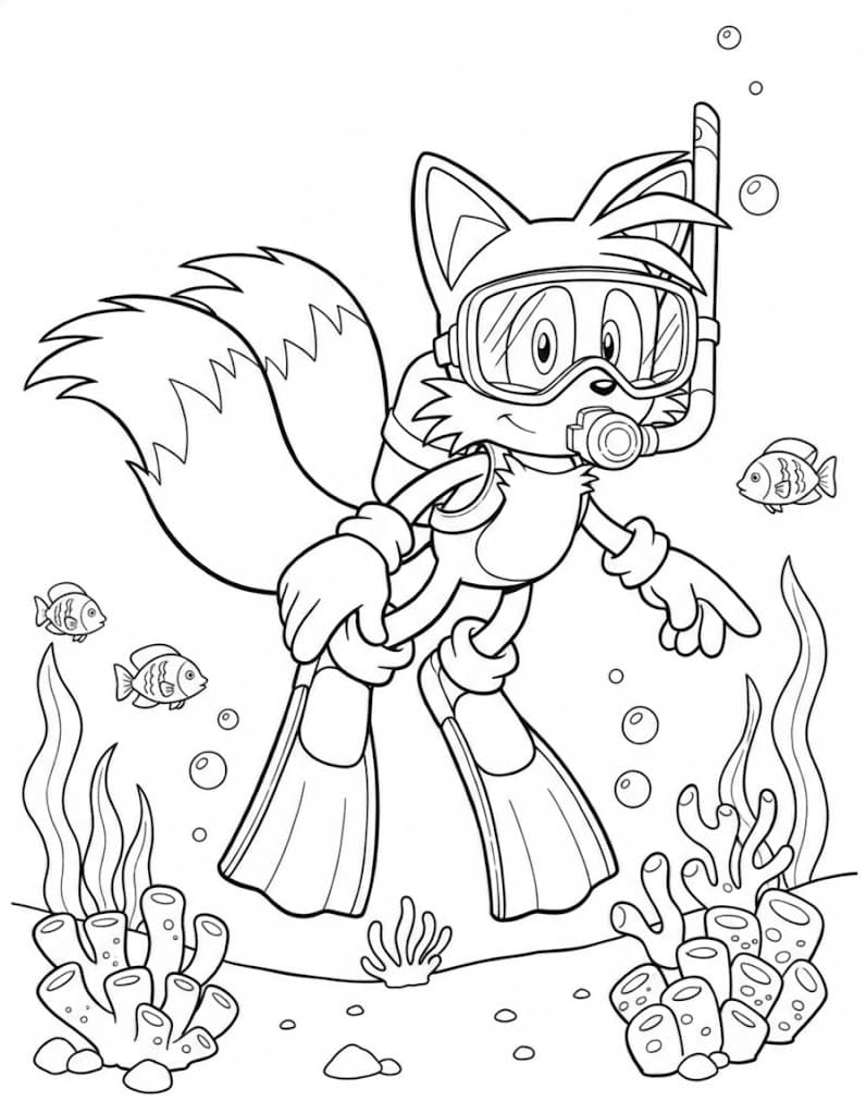 Fise de colorat cu Desenează Tails gratuit simplu