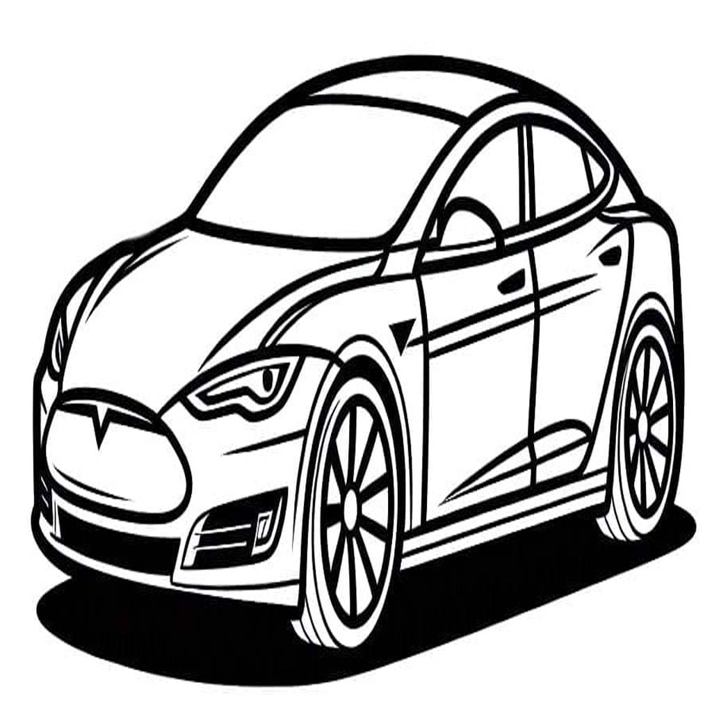 Fise de colorat cu Desenează Tesla simplu