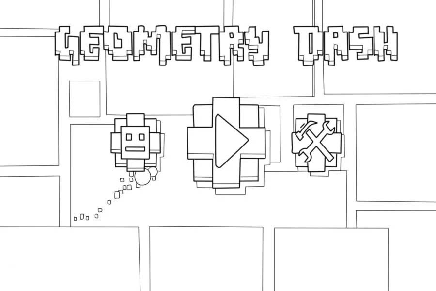 Fise de colorat cu Geometry Dash imprimabil gratuit uşor