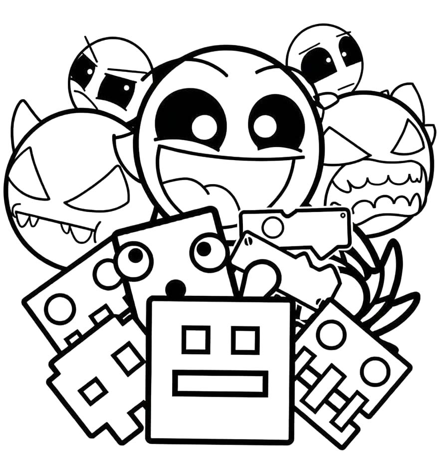 Fise de colorat cu Geometry Dash imprimabil