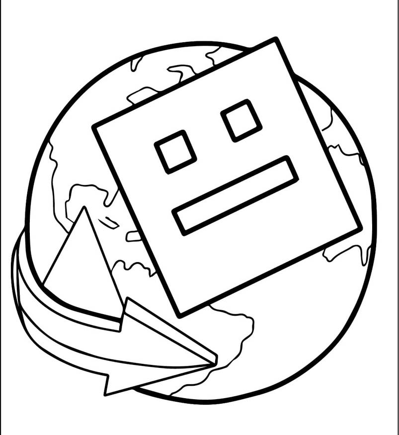 Fise de colorat cu Geometry Dash simplu la copii