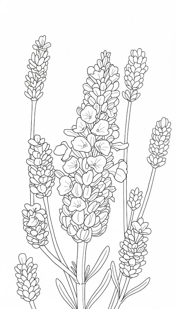 Fise de colorat cu Lavandă imprimabil gratuit