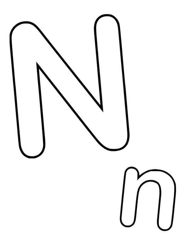 Fise de colorat cu Litera N gratuit bazic