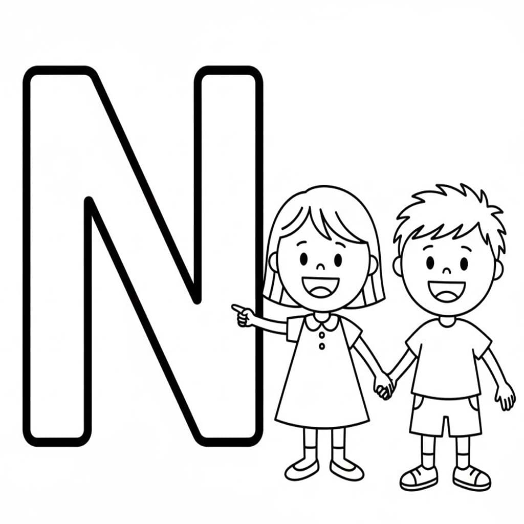Fise de colorat cu Litera N gratuit