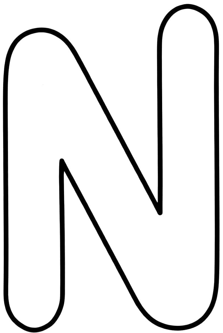 Fise de colorat cu Litera N imprimabil gratuit bazic