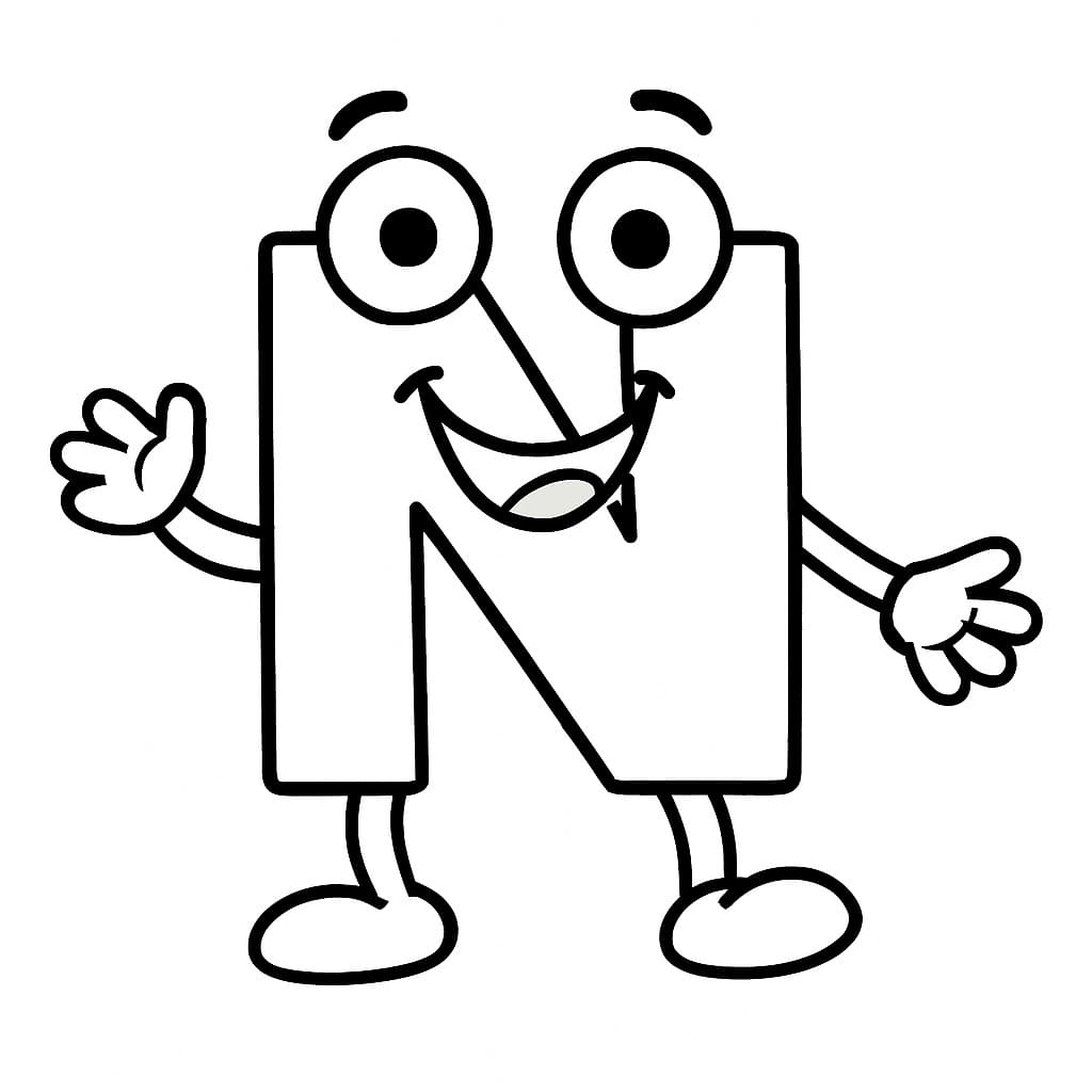 Fise de colorat cu Litera N imprimabil gratuit pentru copii