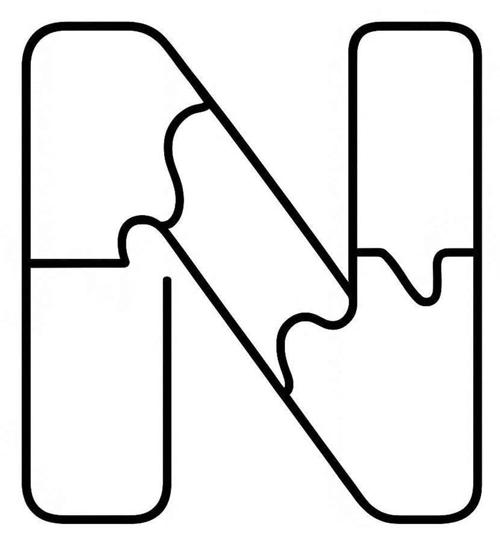 Fise de colorat cu Litera N imprimabil gratuit uşor