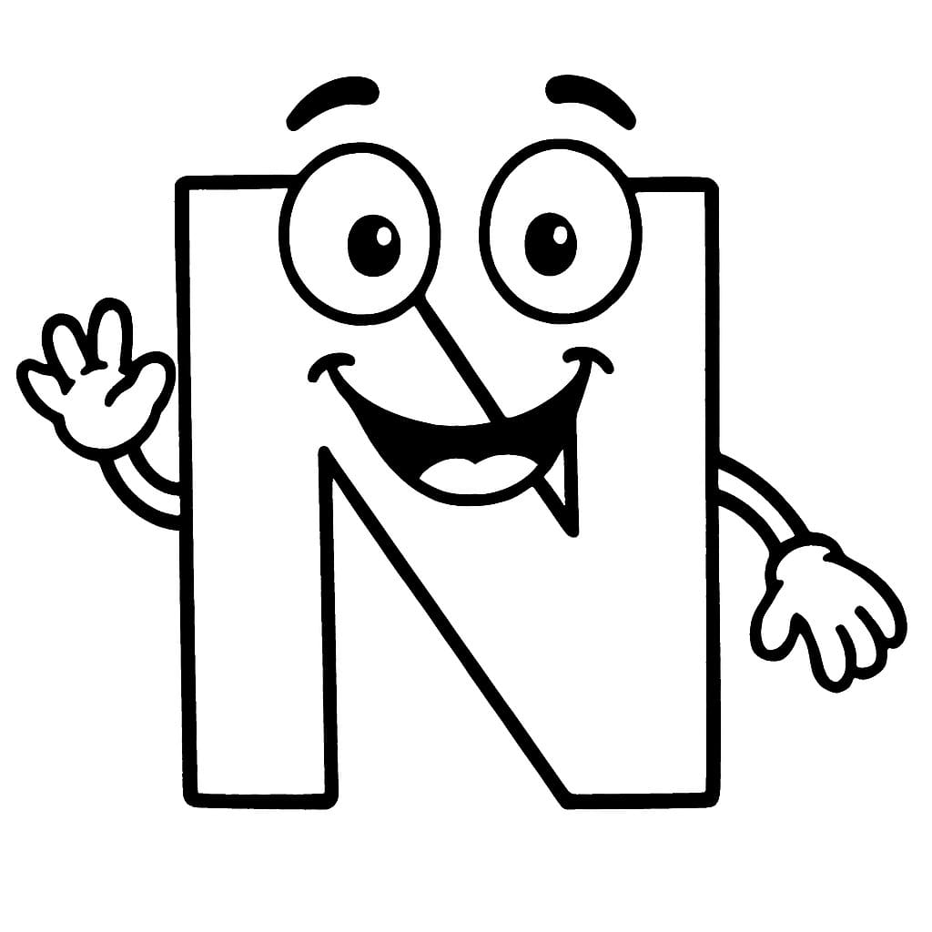 Fise de colorat cu Litera N imprimabil pentru copii