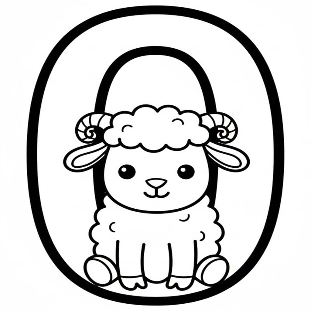 Fise de colorat cu Litera O este pentru Oaie