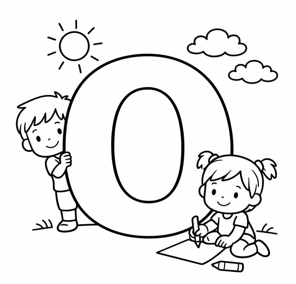 Fise de colorat cu Litera O gratuit uşor
