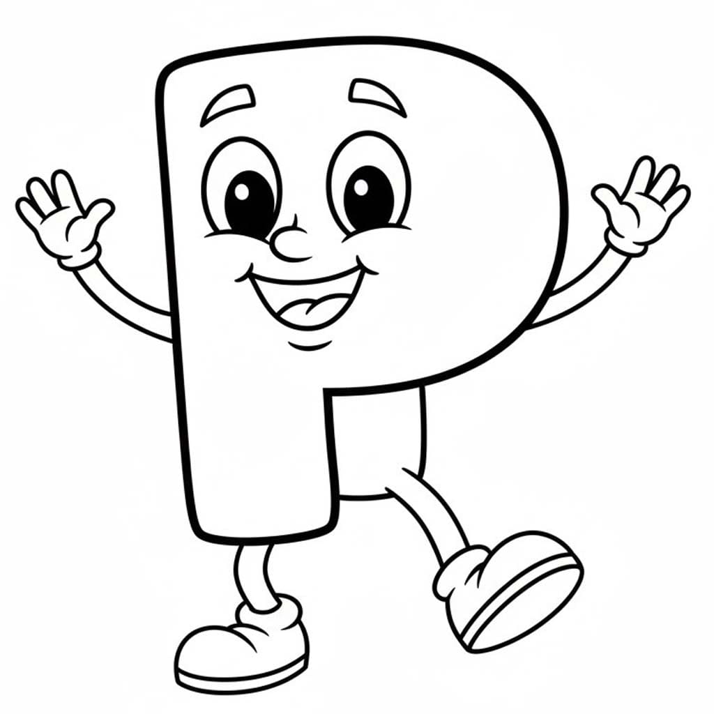 Fise de colorat cu Litera P amuzant