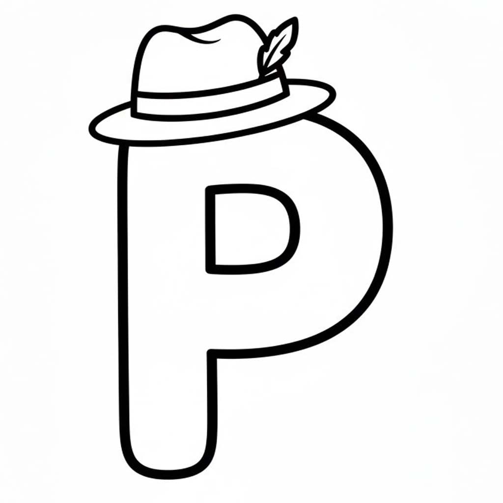 Fise de colorat cu Litera P este pentru Pălărie