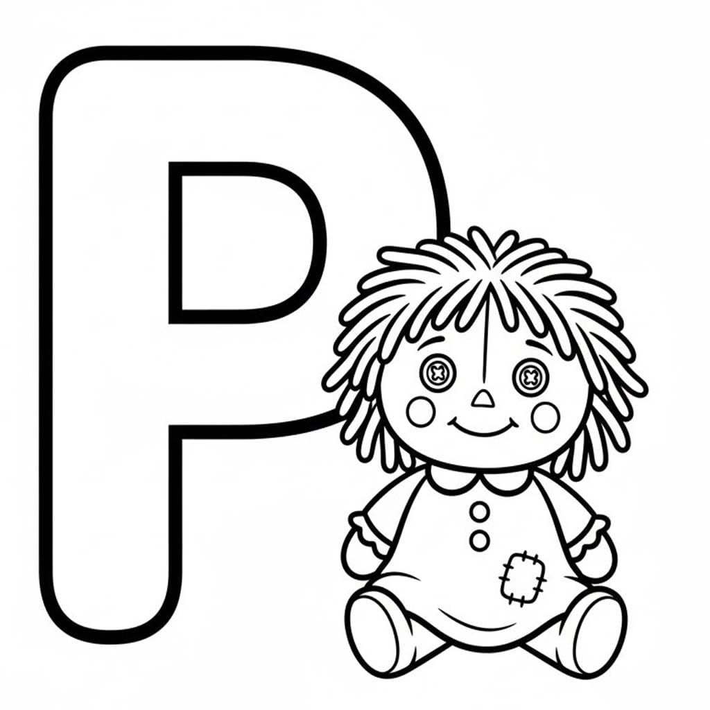 Fise de colorat cu Litera P este pentru Păpușă