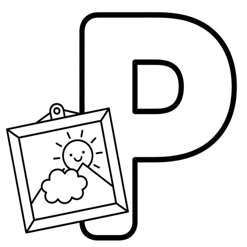 Fise de colorat cu Litera P este pentru Pictură