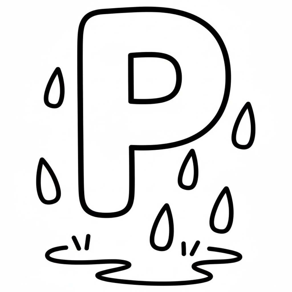 Fise de colorat cu Litera P este pentru Ploaie