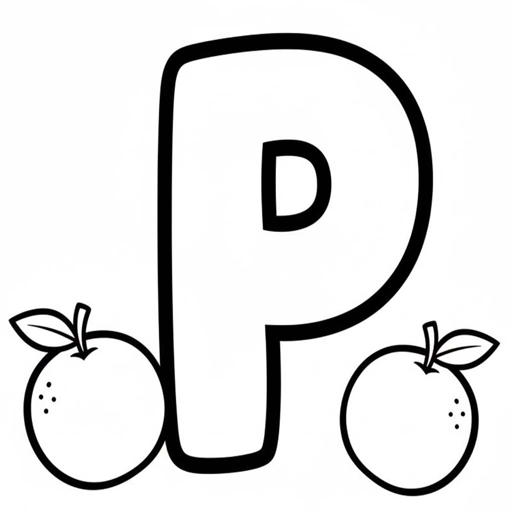 Fise de colorat cu Litera P este pentru Portocală