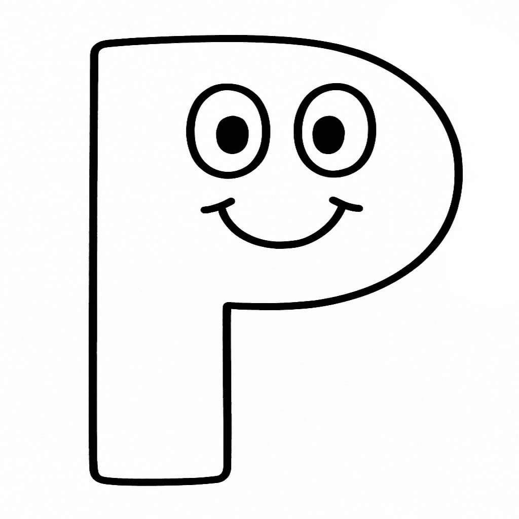 Fise de colorat cu Litera P imprimabil pentru copii