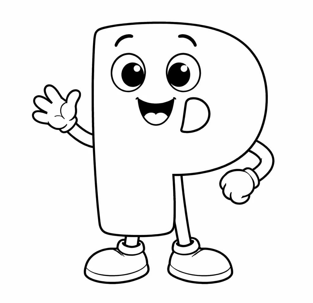 Fise de colorat cu Litera P simplu la copii