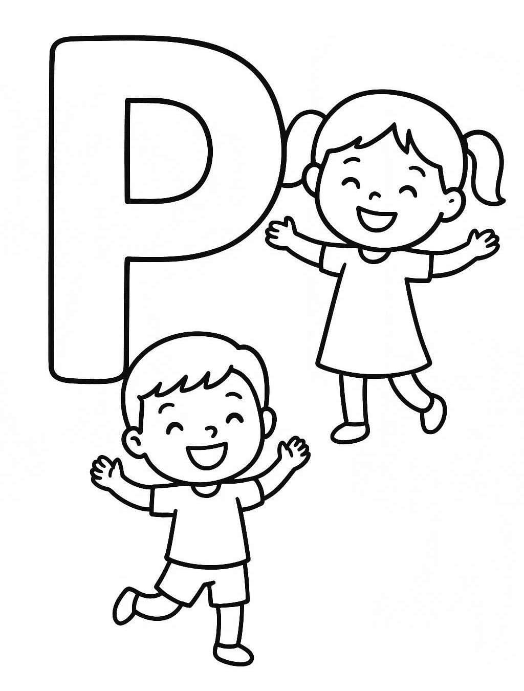 Fise de colorat cu Litera P uşor la copii