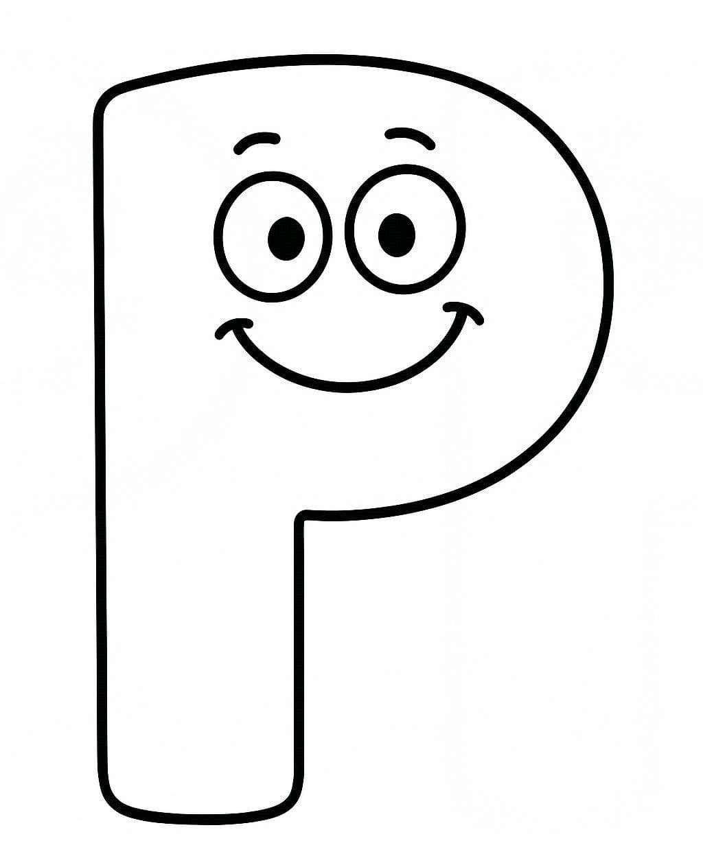 Fise de colorat cu Litera P zâmbitor