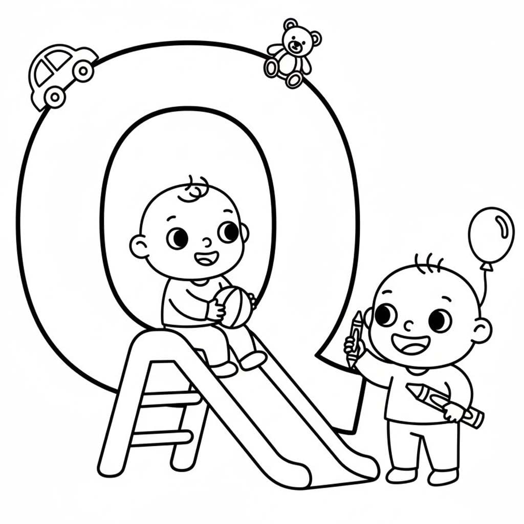 Fise de colorat cu Litera Q imprimabil uşor