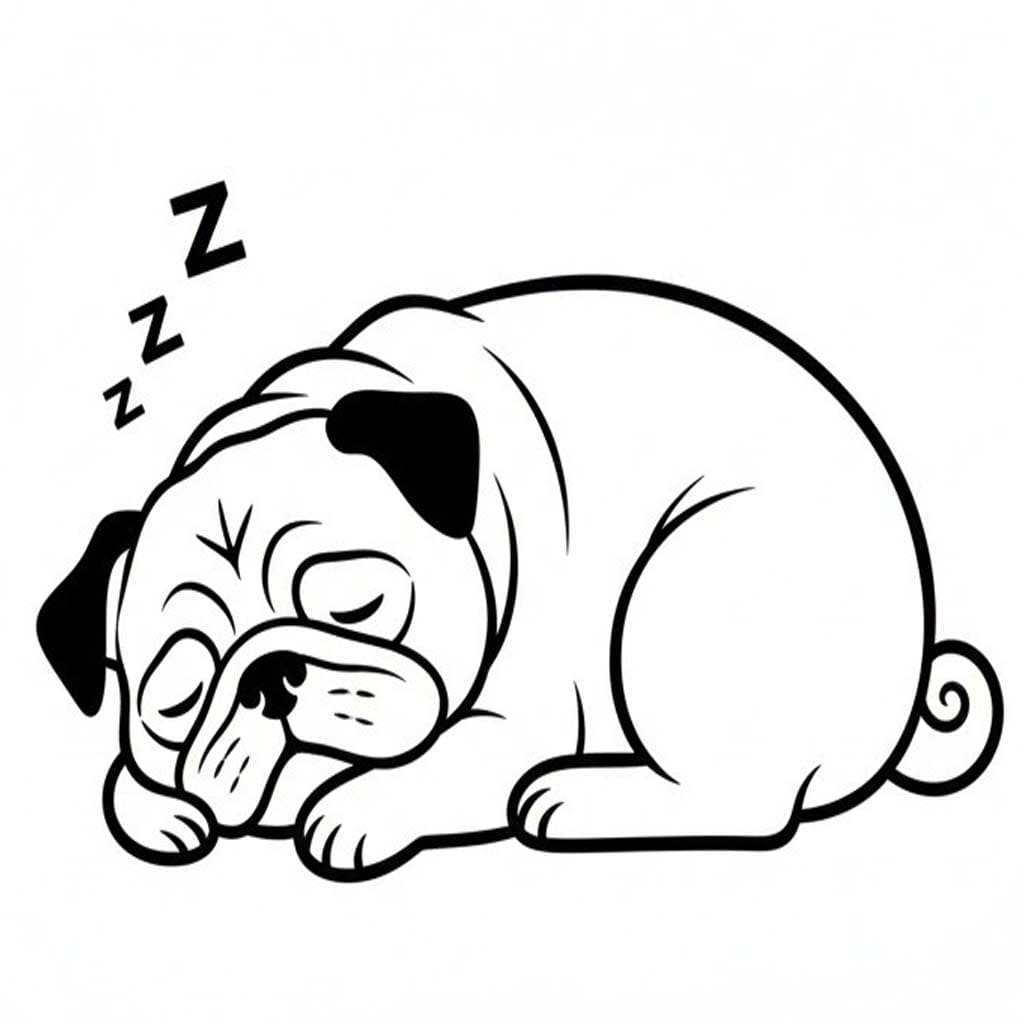 Fise de colorat cu Mops gratuit uşor