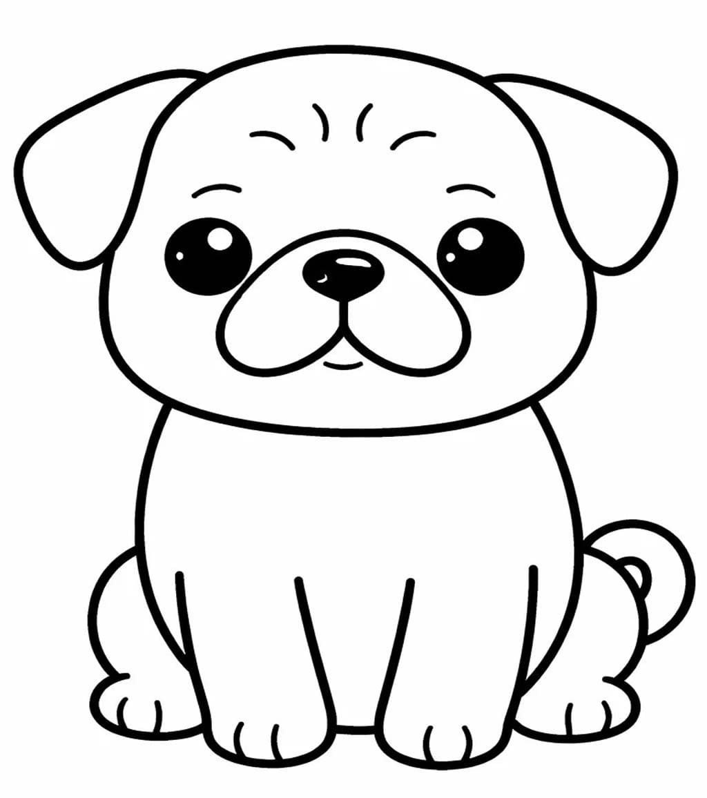 Fise de colorat cu Mops imprimabil gratuit simplu