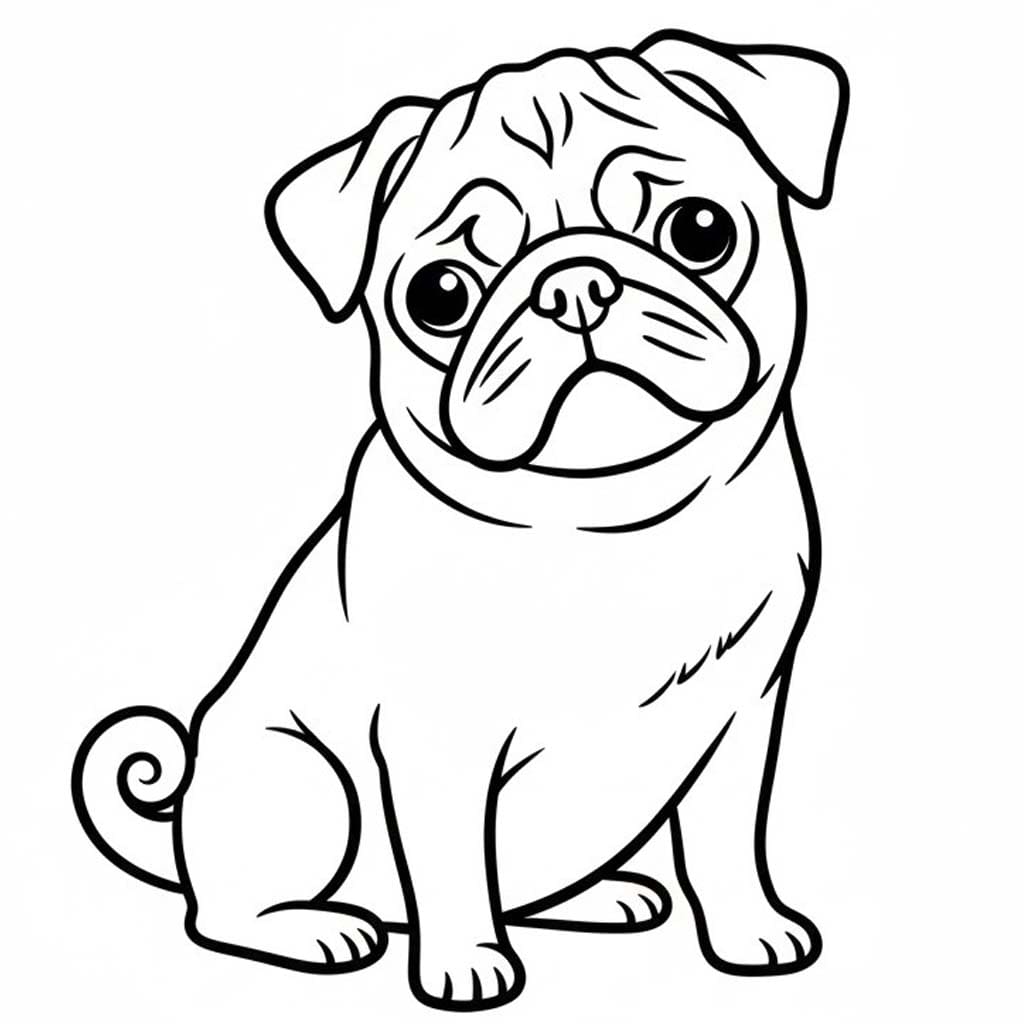 Fise de colorat cu Mops imprimabil