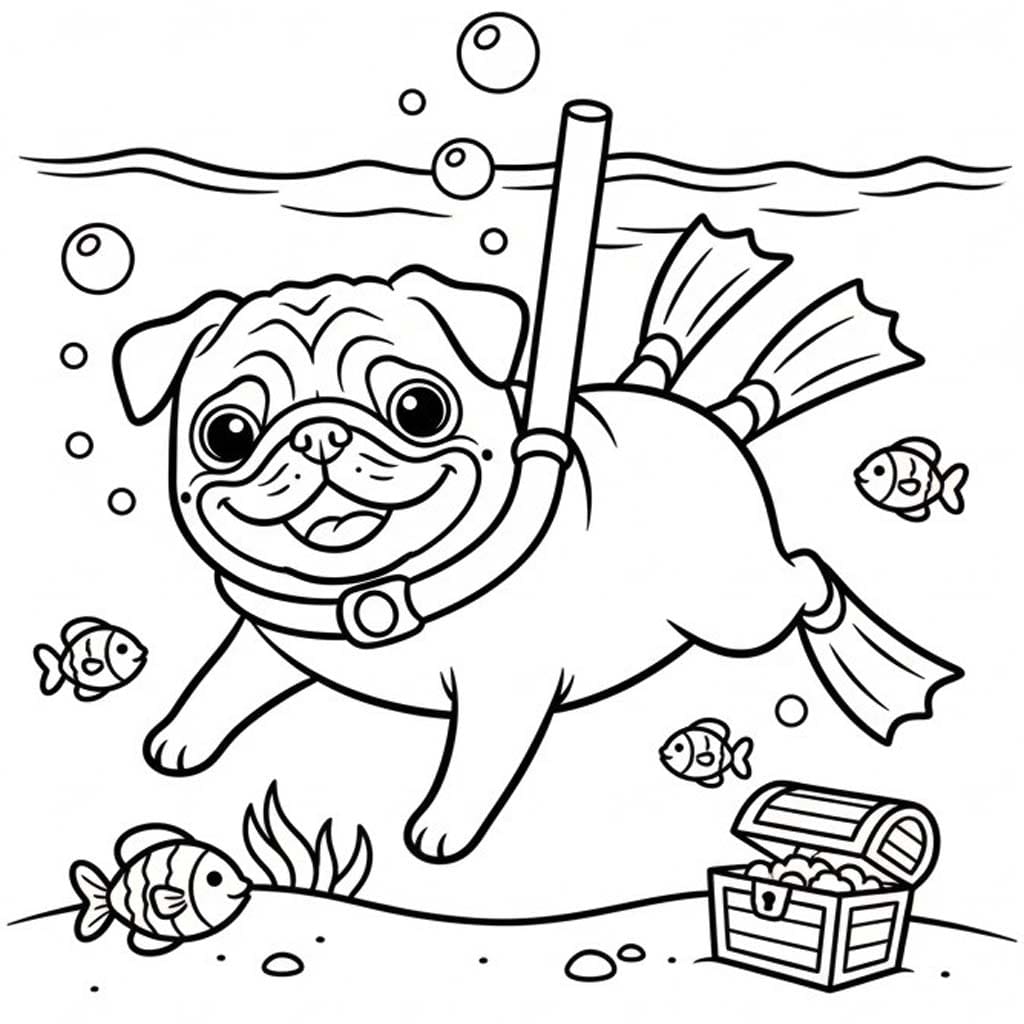 Fise de colorat cu Mops pentru copii